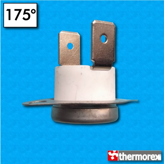 Termostato TK24 a 175°C - Contactos norm.cerrados - Terminales vertical - Fijación con brida fija - Cuerpo alto - Reset a 165°C