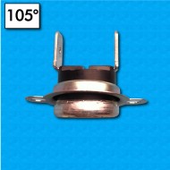 Thermostat KS 105°C - Contacts normalement fermés - Terminaux vertical - Avec bride mobile - Courant nominal 7,5A