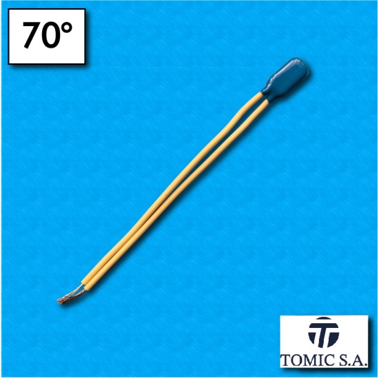 Thermal protector AM03 - Temperature 70°C - Cables 100/100 mm - Rated current 2,5A