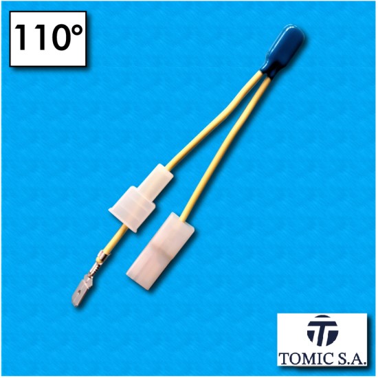 Protettore termico AM03 - Temperatura 110°C - Cavetti 90/70 mm con terminali D02 - Portata 2,5A