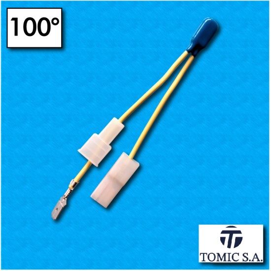 Protettore termico AM03S - Temperatura 100°C - Cavetti 90/70 mm con terminali D02 - Portata 2,5A