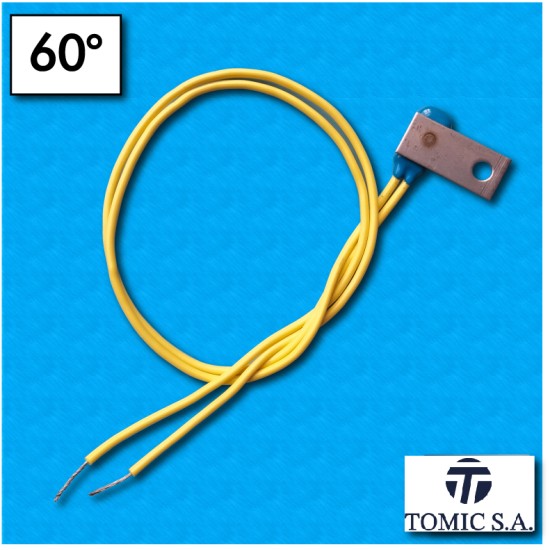 Protector termico AM04 - Temperatura 60°C - Cables 300/300 mm - Corriente nominal 2,5A - Clip de un agujero