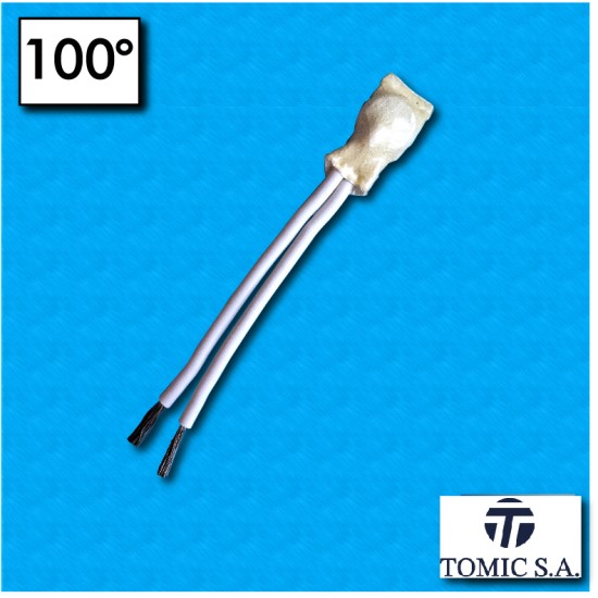 Protecteur thermique AC02 - Temperature 100°C - Cables 60/60 mm - Courant nominal 6,3A