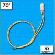 Protettore termico AB12 - Temperatura 70°C - Contatti normalmente aperti - Cavetti 650/650 mm gialli - Portata 2,5A