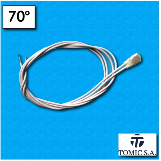 Protecteur thermique AB12 - Temperature 70°C - Normalment ouvert - Cables blancs 650/650 mm - Courant nominal 2,5A