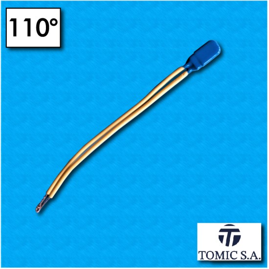 Protector termico AM13 - Temperatura 110°C - Normalmente abierto - Cables 100/100 mm - Corriente nominal 2,5A