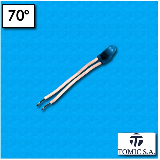 Protettore termico AC13 - Temperatura 70°C - Contatti normalmente aperti - Cavetti 60/60 mm - Portata 6,3A