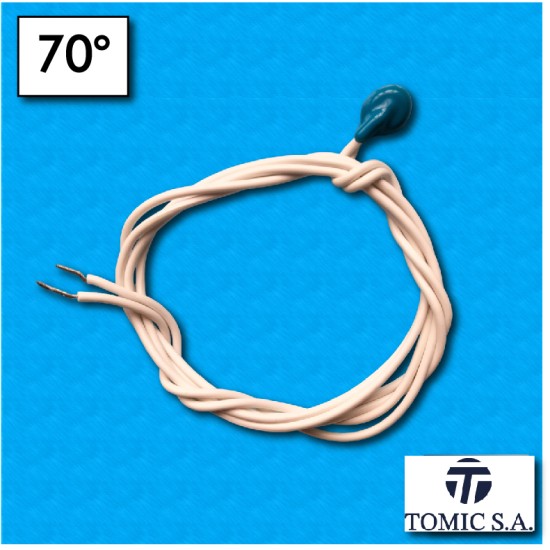 Protecteur thermique AC13 - Temperature 70°C - Normalment ouvert - Cables 650/650 mm - Courant nominal 6,3A