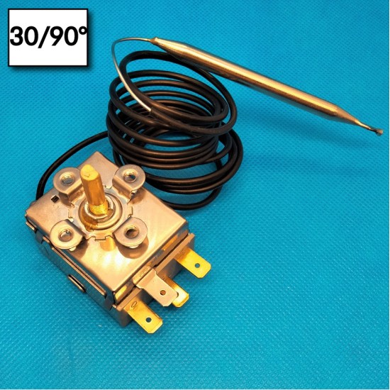 Bulb thermostat - 30°/90°C - Automatic reset - 1 Pole (SPDT) - Bulb dimensions 6x87 mm - Nominal current 15A