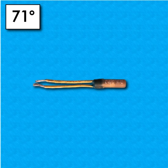 Thermalfuse type L10 - Temperature 71°C - Wires 36x36mm - Rated current 8A